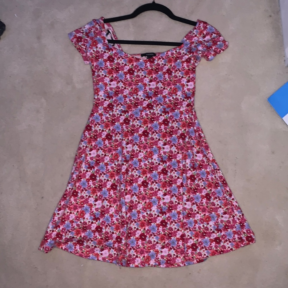 short sleeve pink flower dress